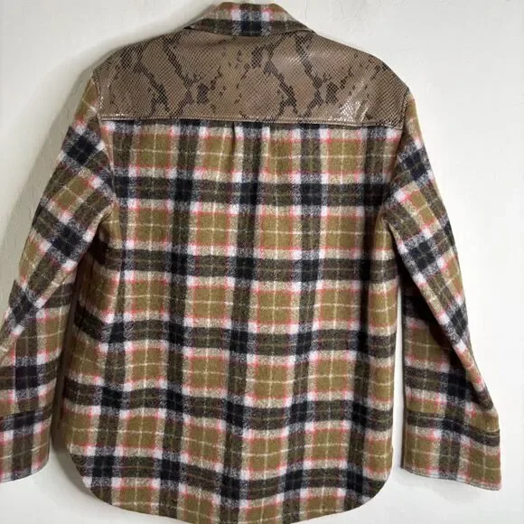 Dorothee Schumacher Leather Wool Plaid Jacket - Picture 6 of 7